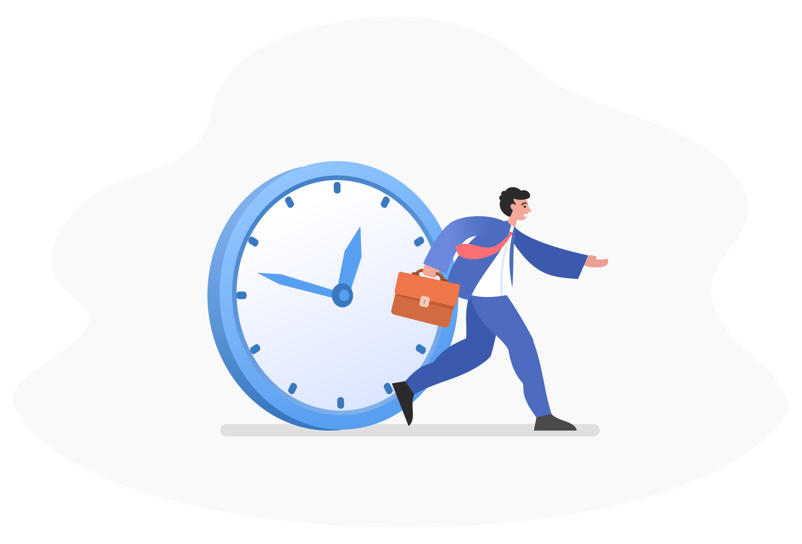 Man running, be late, time management Modern vector illustration