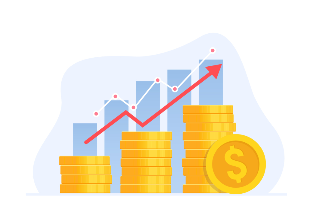 Income growth concept. Investment management. Successful Investments. Income growth concept. Investment management. Successful Investments. Stock market vector illustration.